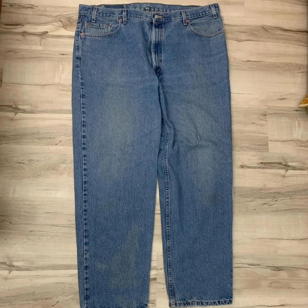 Vintage 1990s Levis 550 Distressed Work Jeans Blue Mens 44x32 Relaxed Fit